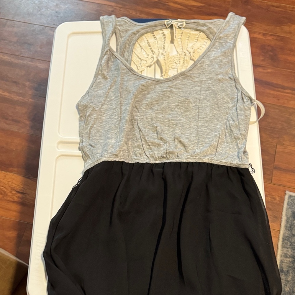 Gray and Black Tank Top Dress